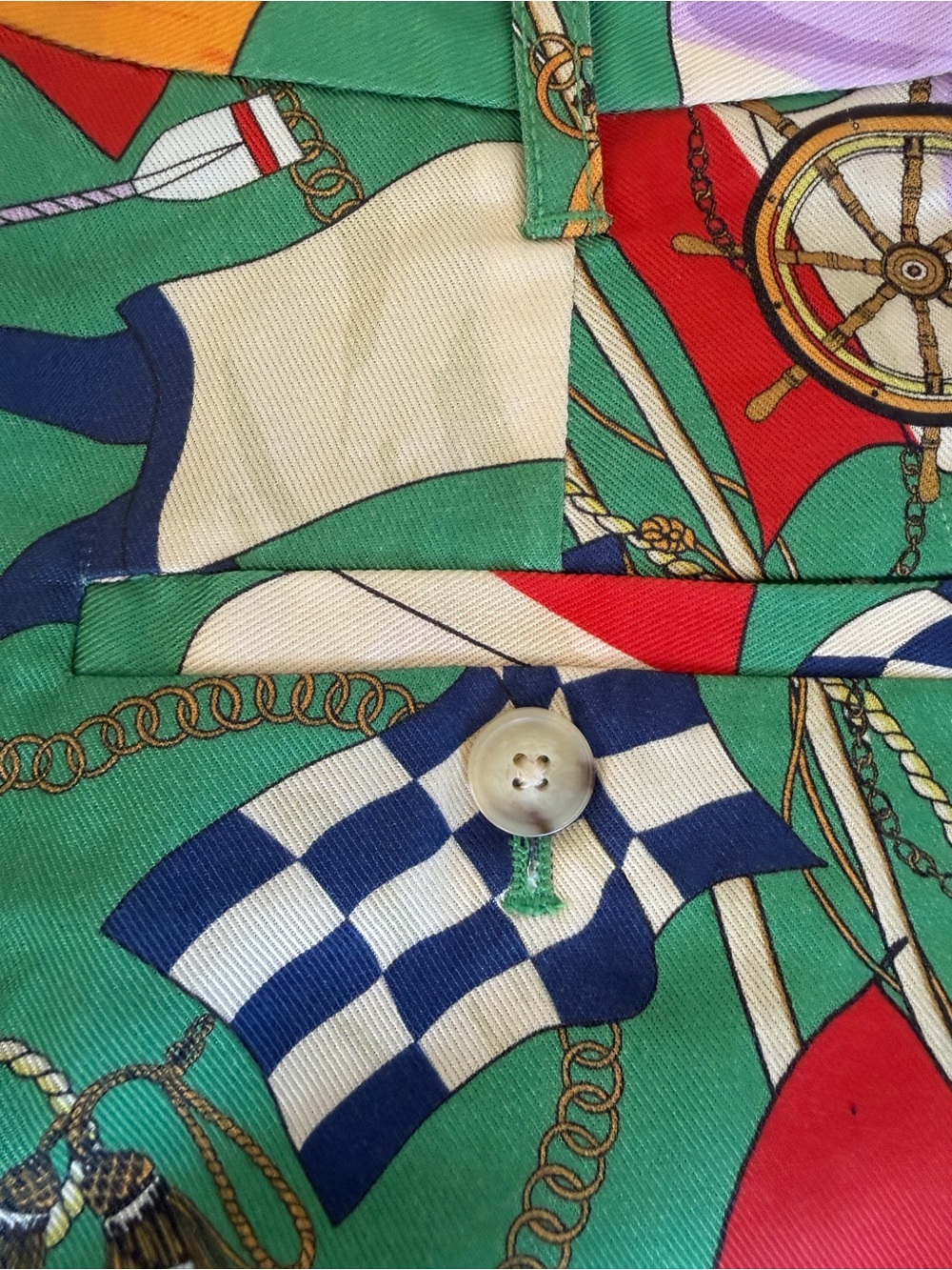 Anthropologie Green Nautical Flag Print Bermuda Shorts - Picture 8 of 9